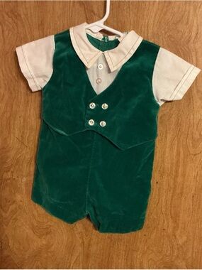 Vintage Velvet Shorts Romper